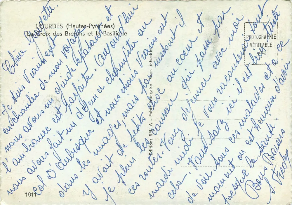 Lourdes — A Cruz dos Bretões e a Basílica — Éditions Rella, n°1011 - Verso