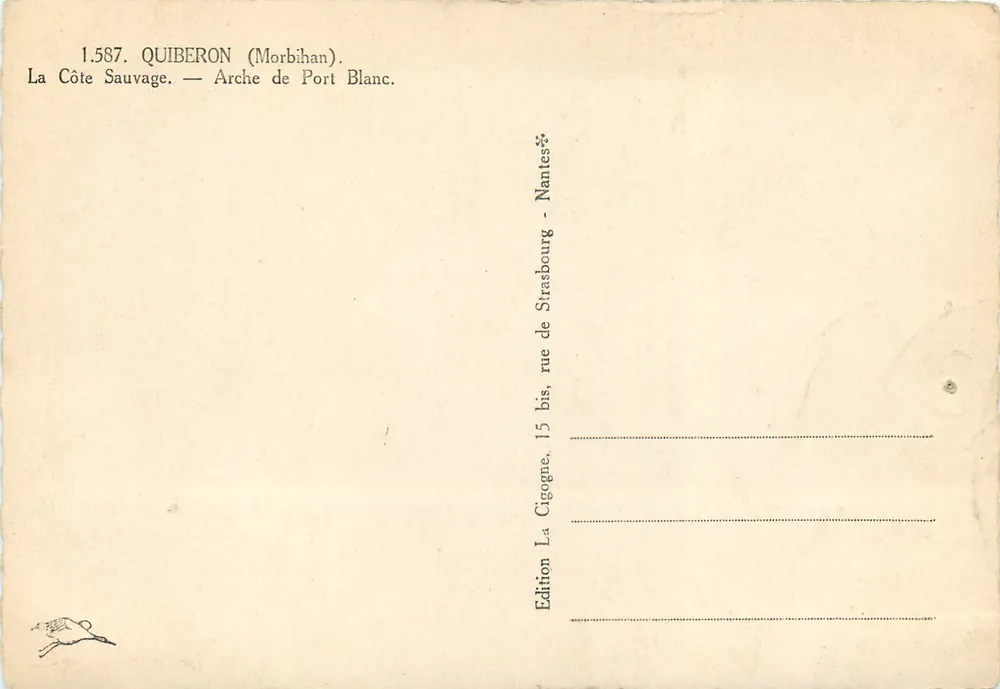 Quiberon (Morbihan) — La Côte Sauvage — Arche de Port Blanc — Édition La Cigogne, Nantes - Verso