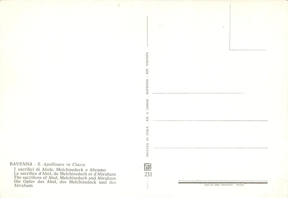 Opfer von Abel, Melchisedek und Abraham — Ravenna — Verlag A. Longo - Rückseite