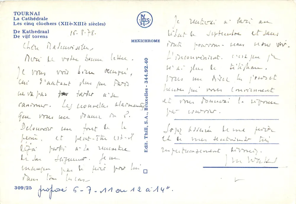 Tournai — Die Kathedrale (12. bis 13. Jahrhundert) — Edit. Thill, S.A., Brüssel - 344.92.40 - Rückseite