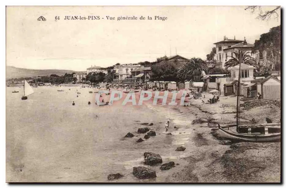 Juan-les-Pins - Vue générale de la Plage — n°61 - Recto