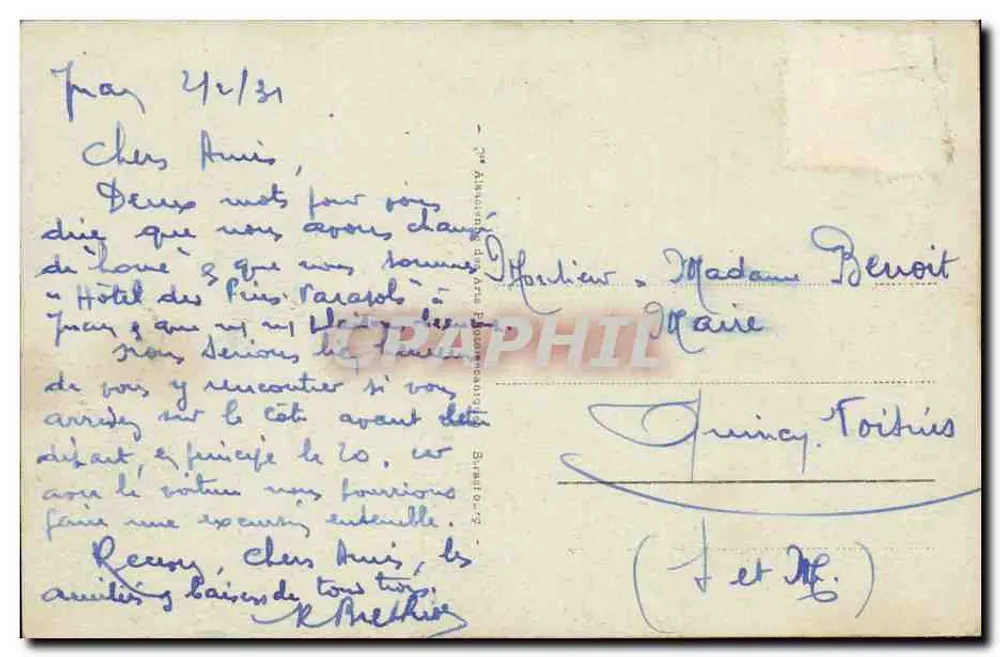Juan-les-Pins - Vue générale de la Plage — n°61 - Verso