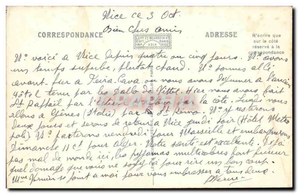 La Côte-d'Azur — De MONACO à SAN-REMO, vue en Aéroplane — LL. - Verso