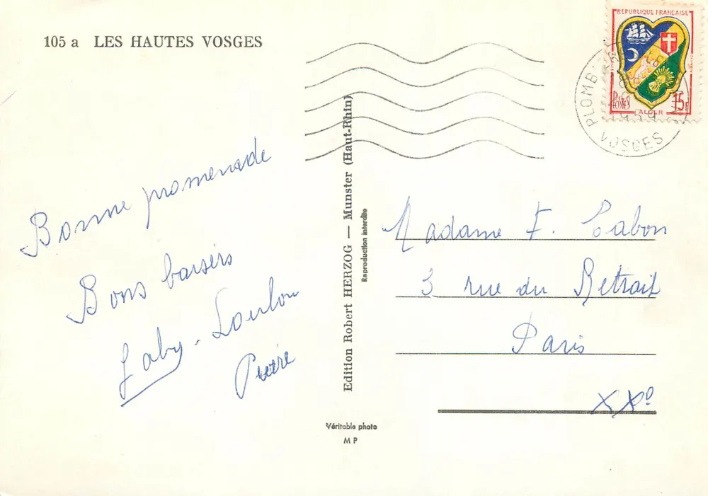 As Altas Vosges — Vista panorâmica — Edição Robert Herzog (Alto Reno) n°105a - Verso