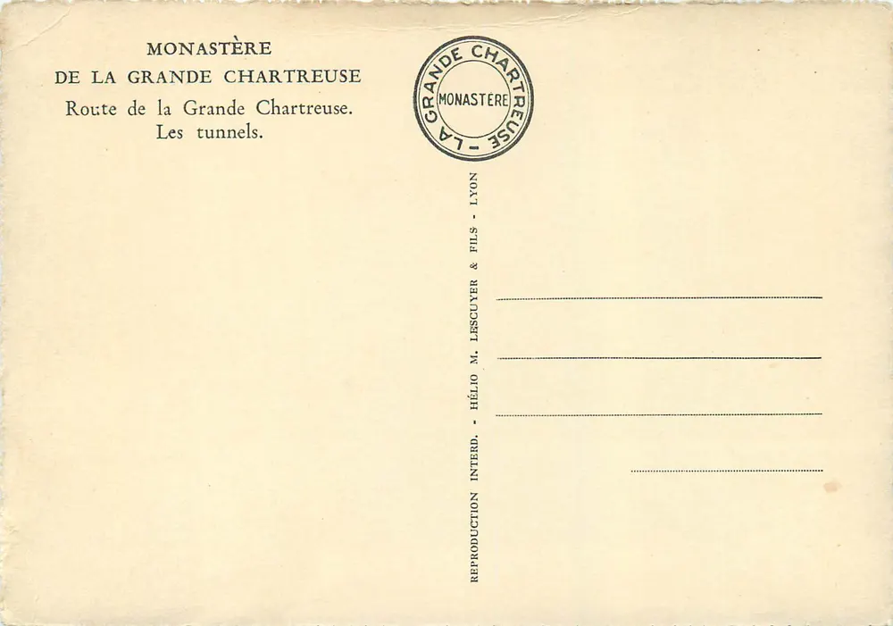 Route de la Grande Chartreuse — Die Tunnel — Verlag Hélios M. Lescuyer & Fils - Rückseite
