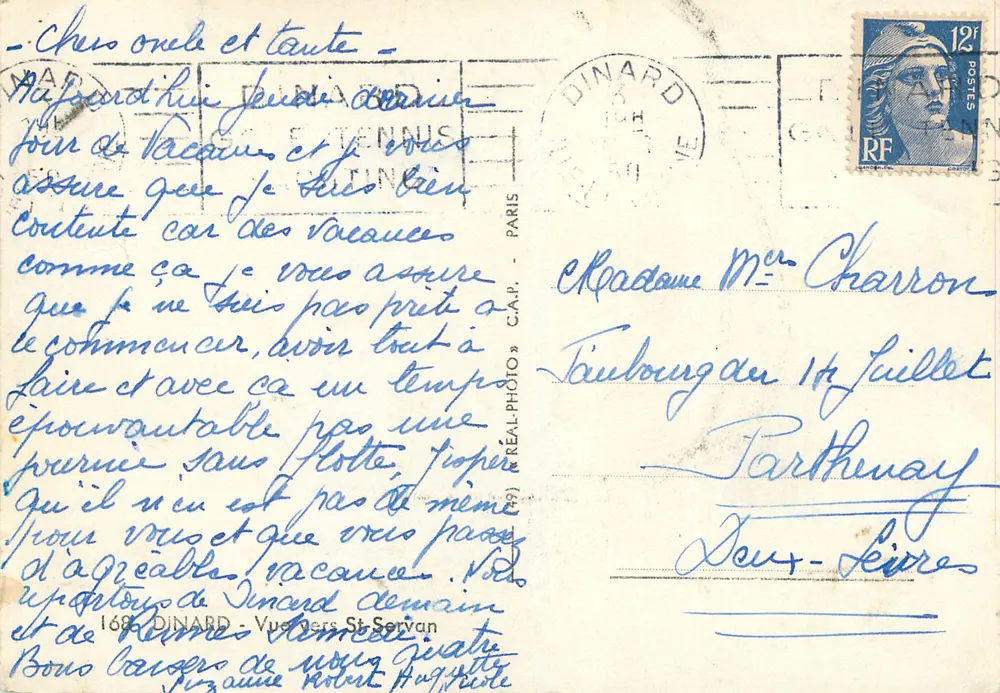 Vista de Dinard — Praia e barcos — C.A.P. (n°168) - Verso