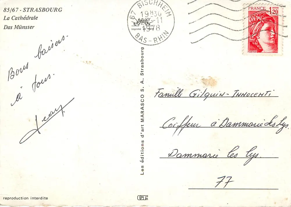 Estrasburgo — Catedral — edições MARASCO S.A. n°85/67 - Verso