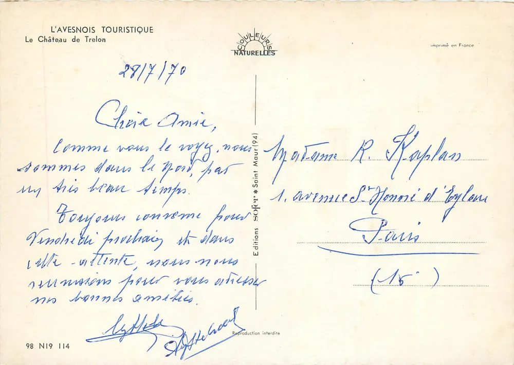 Le Château de Trelon — Avesnois Touristique — Éditions Souleurels Naturelles, n° 98 NI9 114 - Verso