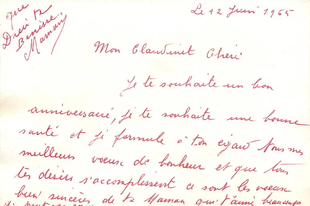 Flamants roses et chasseur — illustration stylisée — éditeur non visible, signé David - Verso