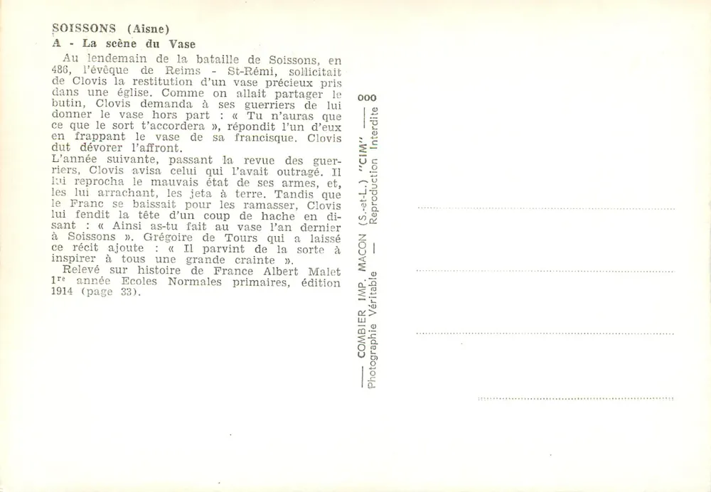 Soissons (Aisne) — A Cena do Vaso — CIM - Verso