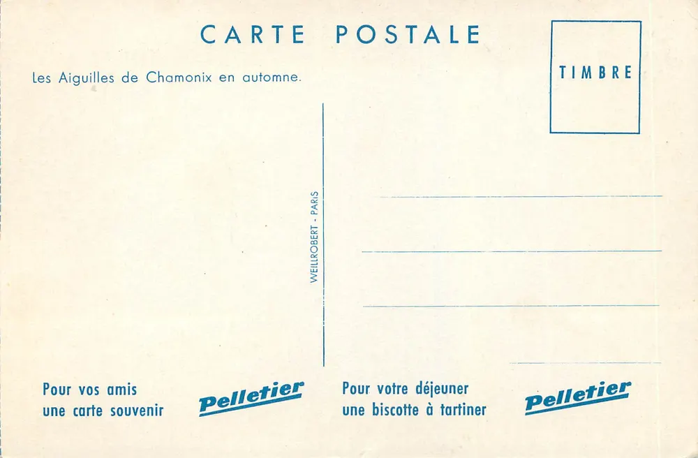 As Agulhas de Chamonix no outono — Pelletier - Paris - Verso