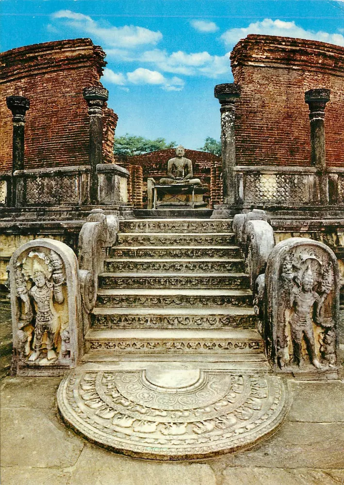 Mondstein und Wächtersteine am Watadage — Polonnaruwa — Ceylon Tourist Board - Vorderseite