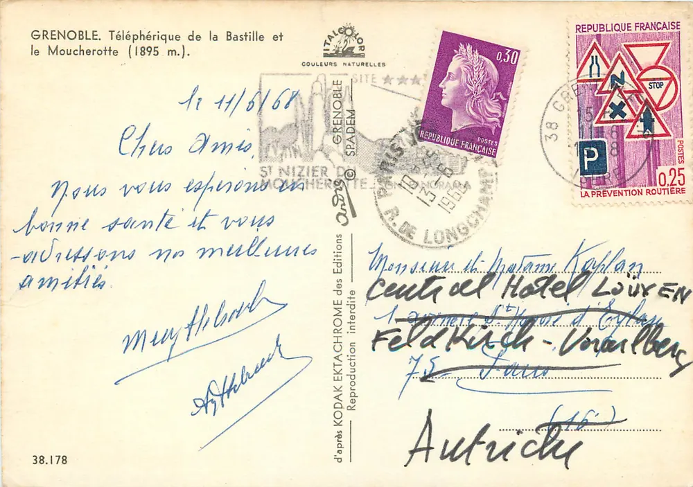 Grenoble — Téléphérique de la Bastille et le Moucheotte (1895 m.) — Éditions des Editions KODAK EKTACHROME - Verso
