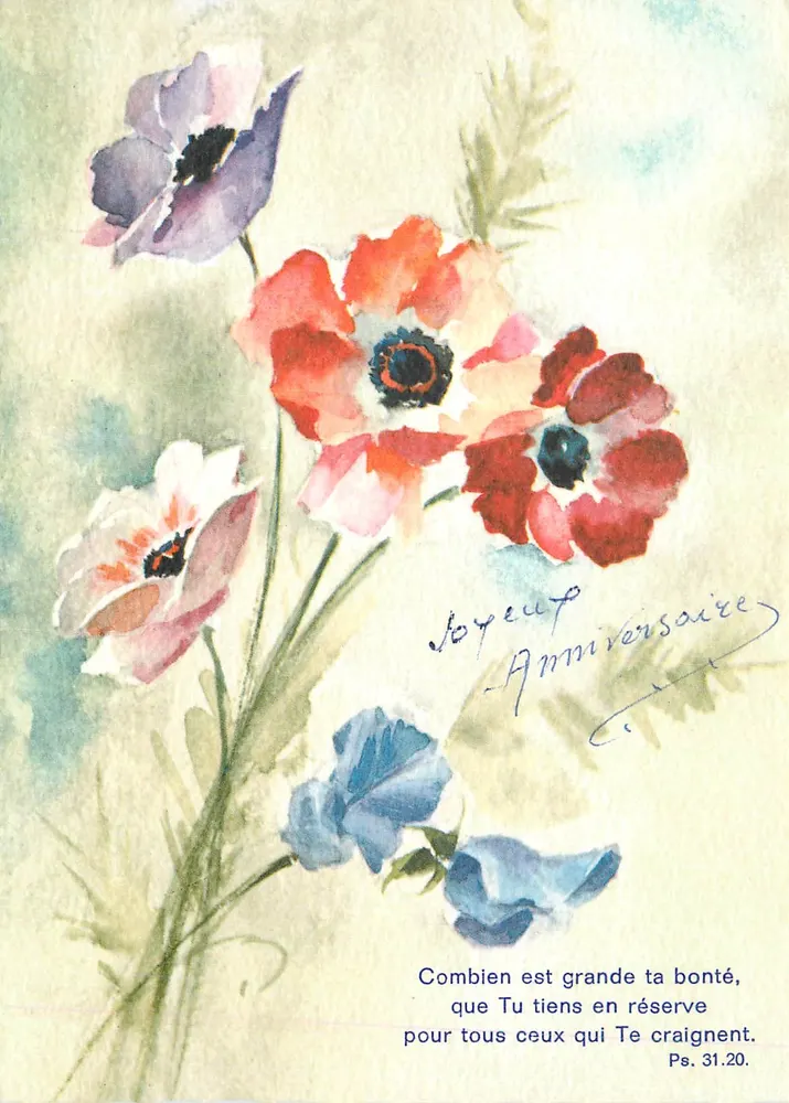 Flores de anémonas — Aniversário — Printerin Belgium n°9534 - Frente