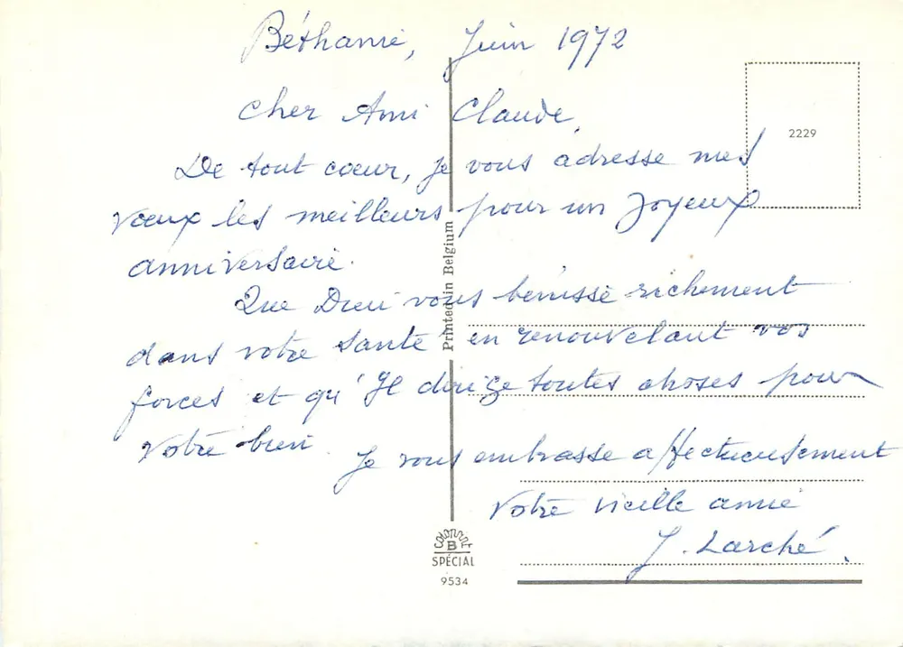Flores de anémonas — Aniversário — Printerin Belgium n°9534 - Verso