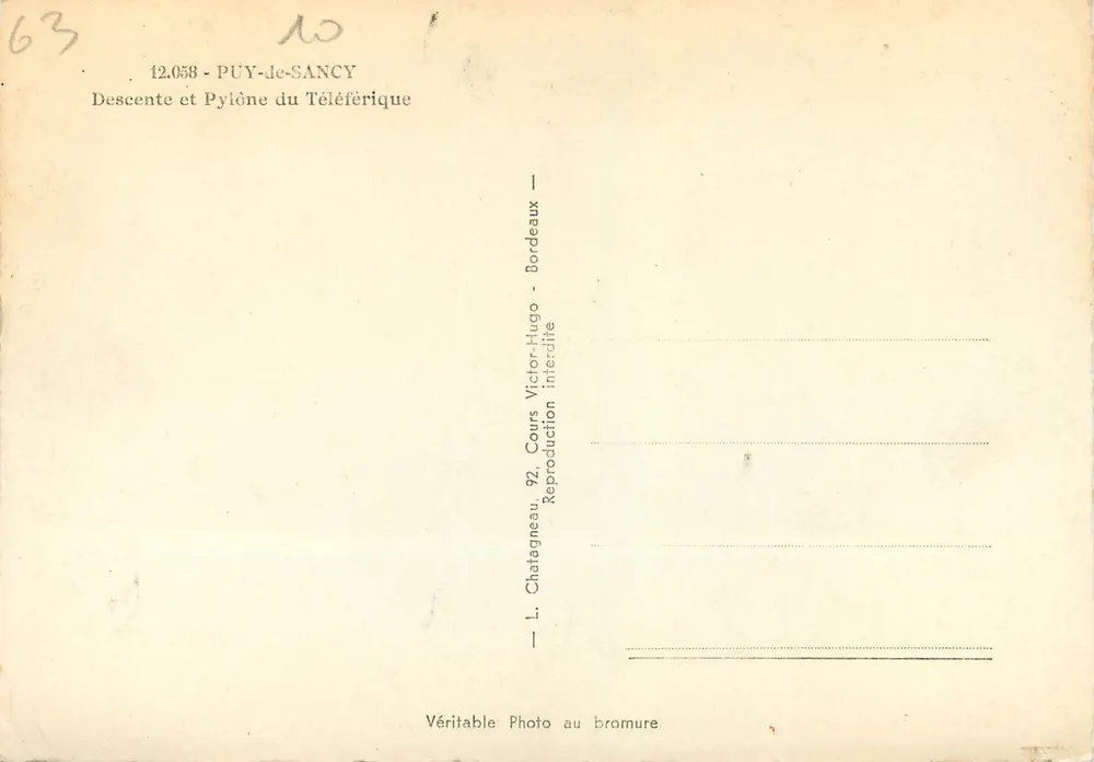 Puy-de-Sancy — Descente et pylône du téléphérique — Chateagneau, Bordeaux - Verso