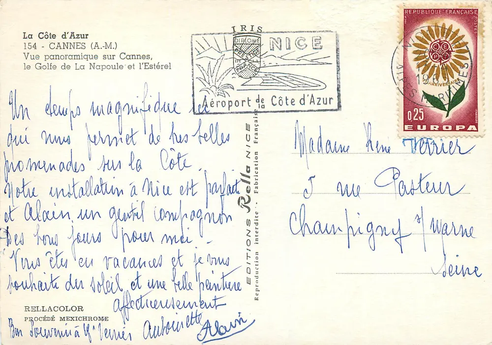 Panoramablick auf Cannes, den Golf von La Napoule und den Estérel — Éditions Rella, NICE - Rückseite