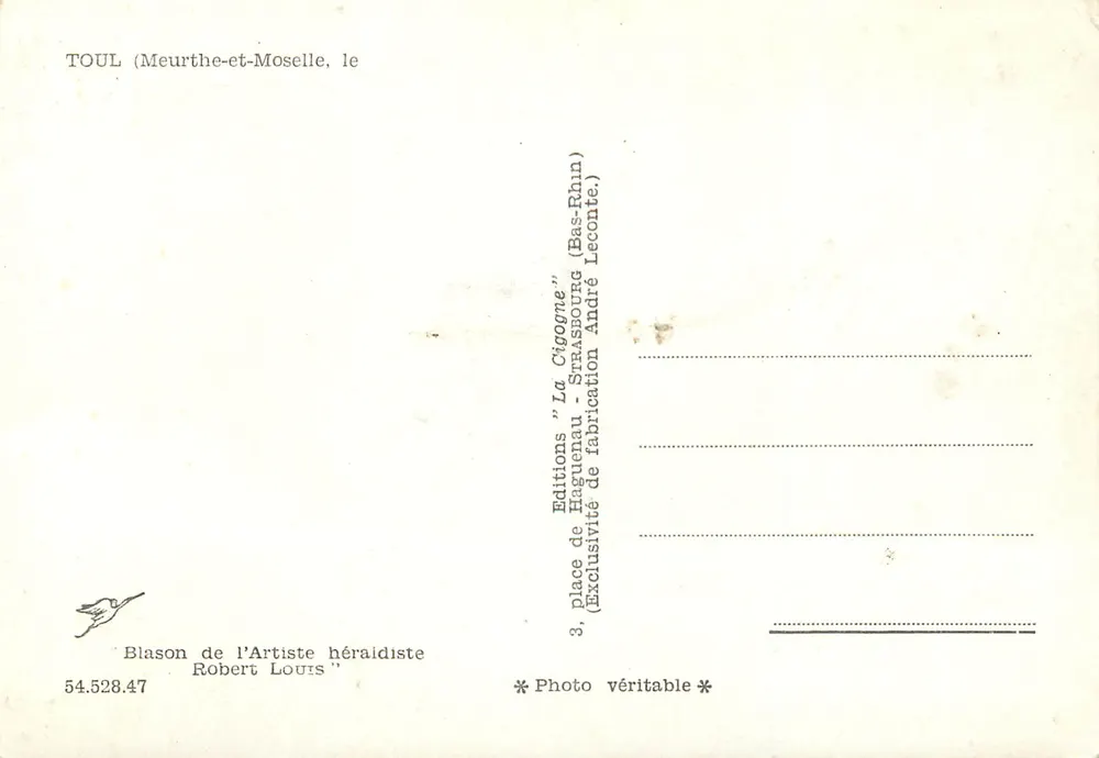 Toul — vista panorâmica — Edições 'La Cigogne' - Verso
