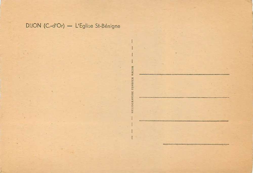 Dijon (C.-d'Or) — A Igreja de São Benigno — Héliogravure Combier Macon - Verso
