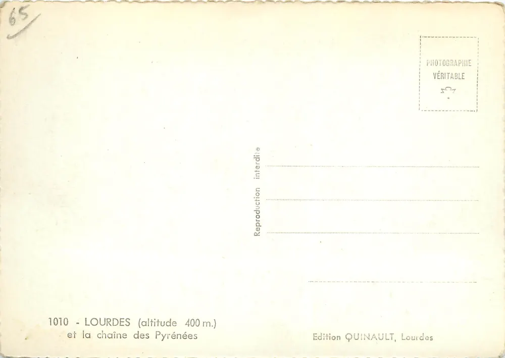 Lourdes - Centre des Pyrénées — vue panoramique des sommets environnants — S.A. Van - Verso
