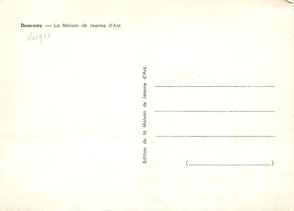 Domrémy — The House of Joan of Arc — Edition by the House of Joan of Arc - Back