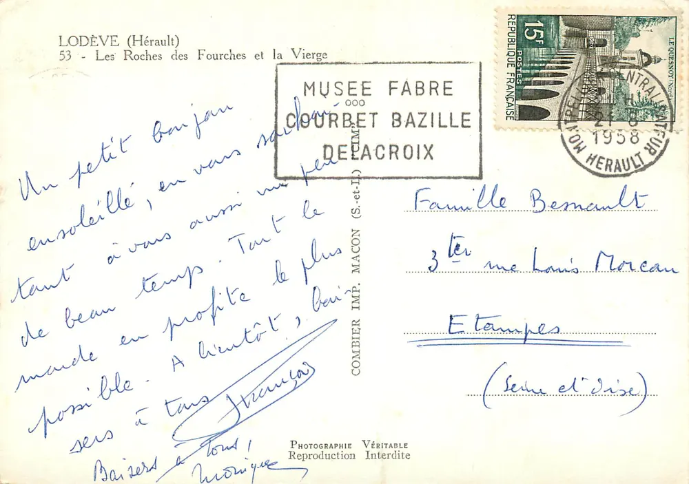 Lodève (Hérault) — As Rochas das Fourches e a Virgem — Musée Fabre, Courbet Bazille - Verso