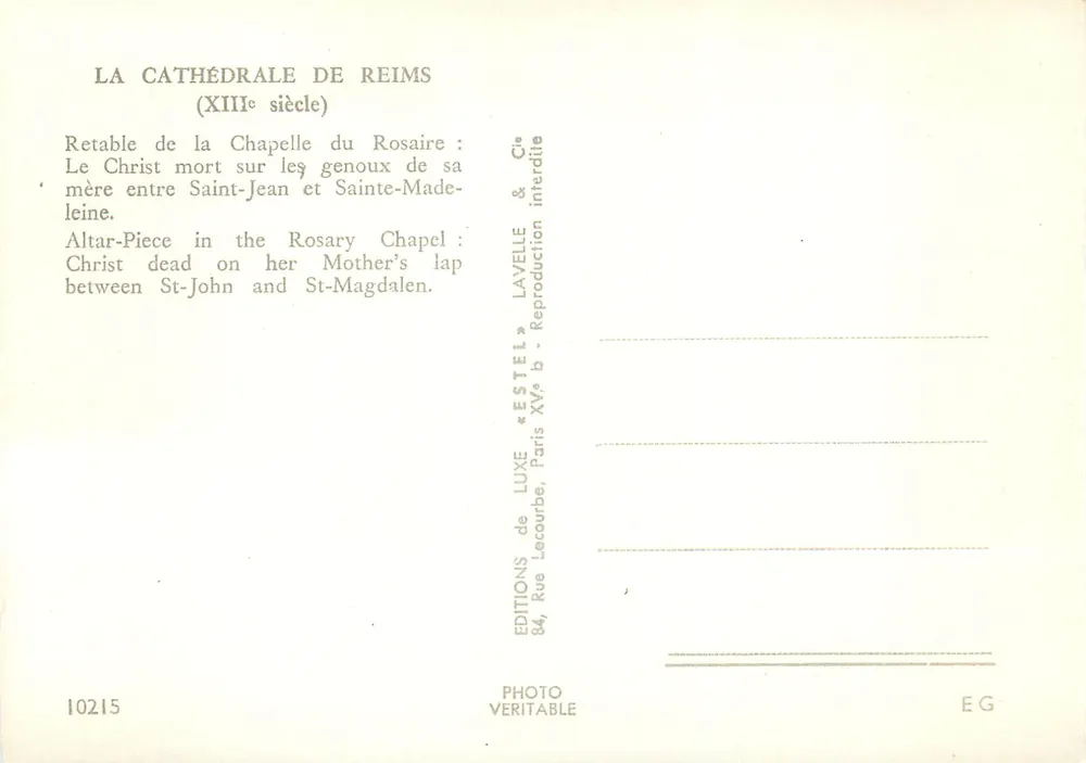 A Catedral de Reims — Retábulo da Capela do Rosário (século XIII) — Estel - Verso