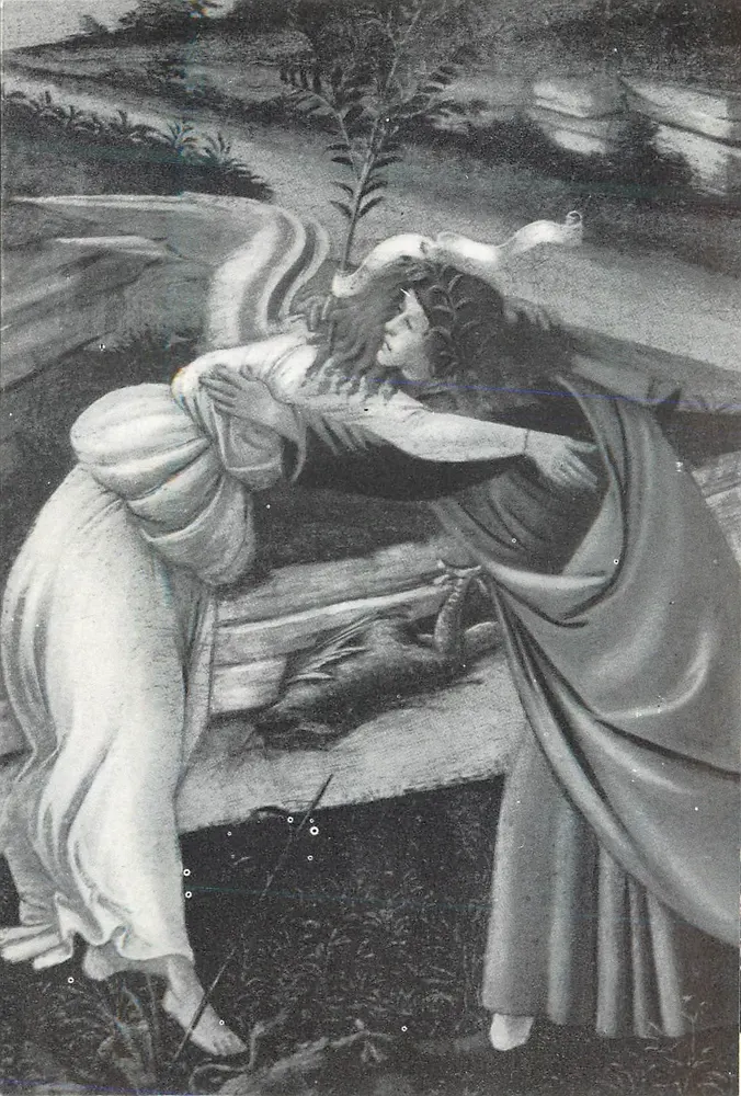 Anjo consolando uma mulher — cena religiosa — Litografia Marecki, San Giovanni in Marignano (PO) - Frente