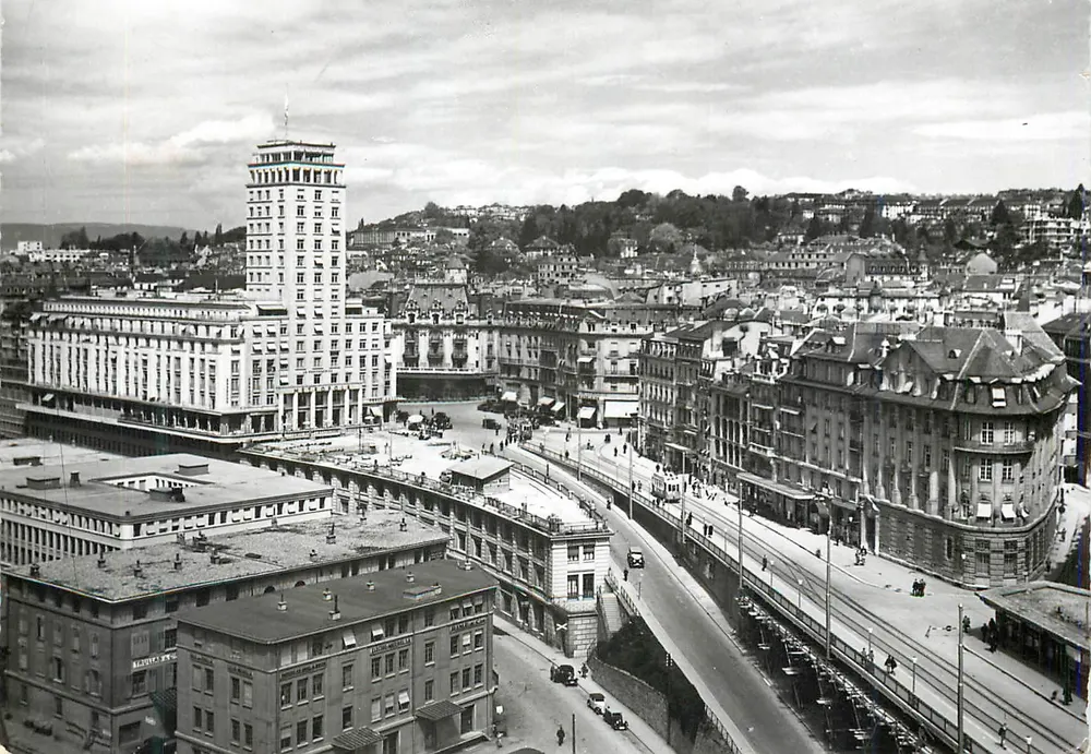 Lausanne. Der Große Brücke und Turm Bel Air — Schweizer Produktion Nr. 301 a - Vorderseite