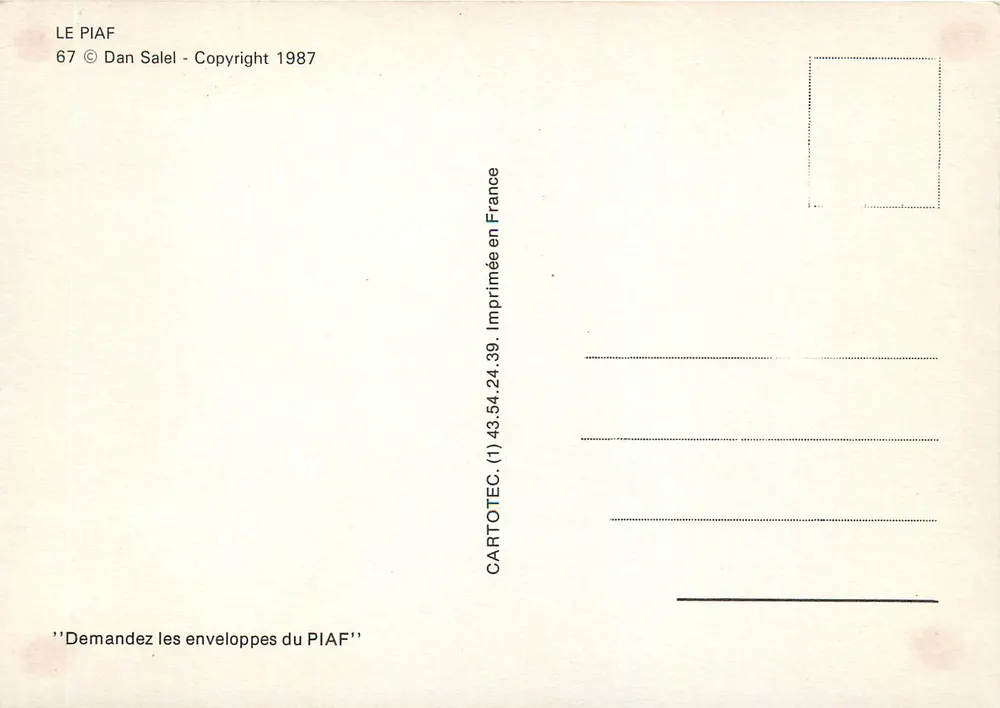 Sujeito humorístico com um personagem amarelo — Dan Salel 1987 — edição PIAF - Verso