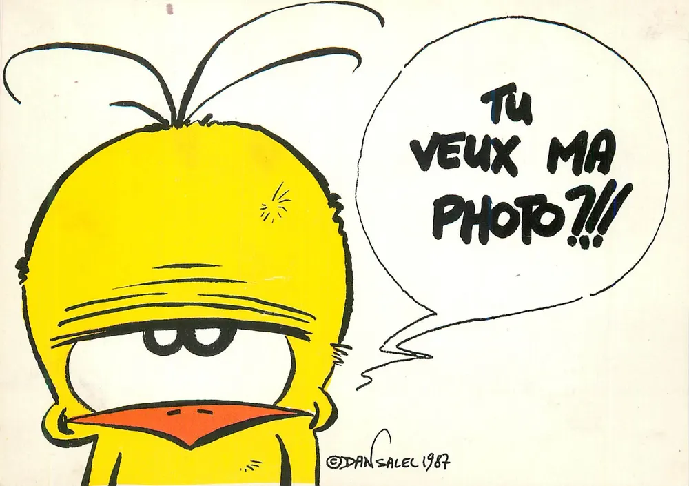 Pássaro amarelo — desenho humorístico — Dan Salel, n°70 - Frente
