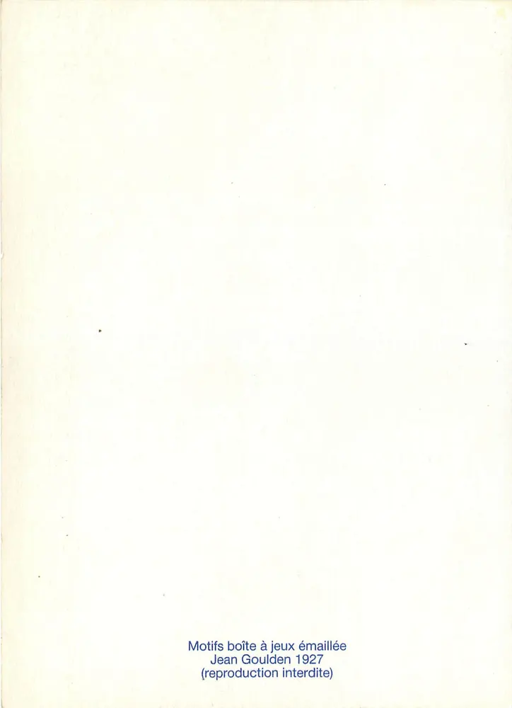 Emaille-Spielbox-Motive — Jean Goulden 1927 - Rückseite