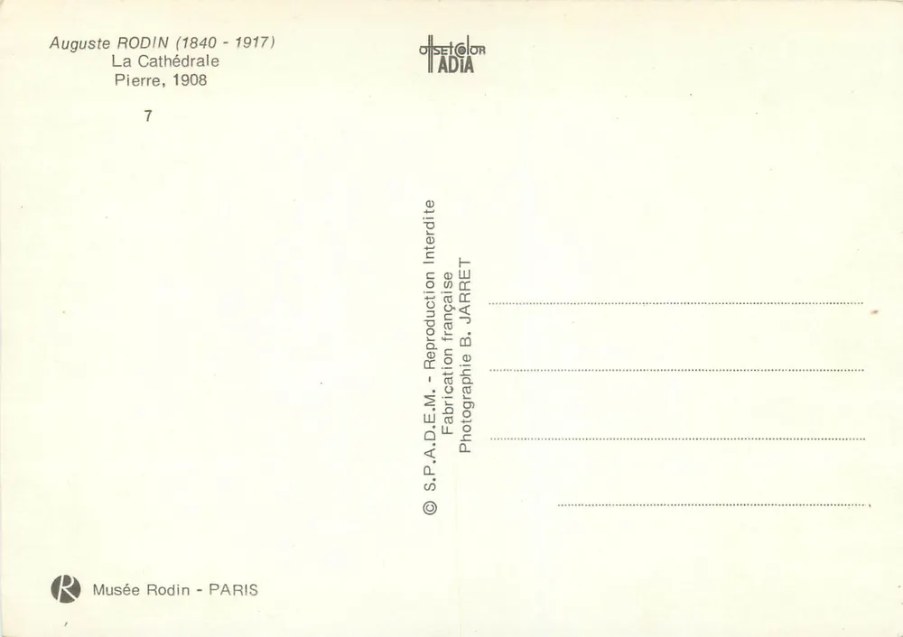Duas mãos entrelaçadas — escultura em pedra — Museu Rodin, Paris - Verso