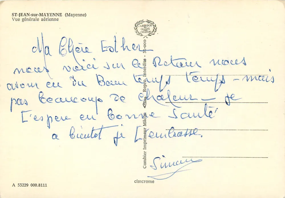 ST-JEAN-sur-MAYENNE (Mayenne) — Vista geral aérea — Imprimerie Combier, Mâcon - Verso