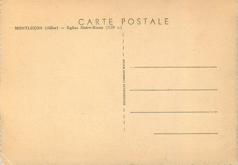Montluçon (Allier) — Église Notre-Dame (XIIe s.) — Héliogravure Combier Macon - Verso