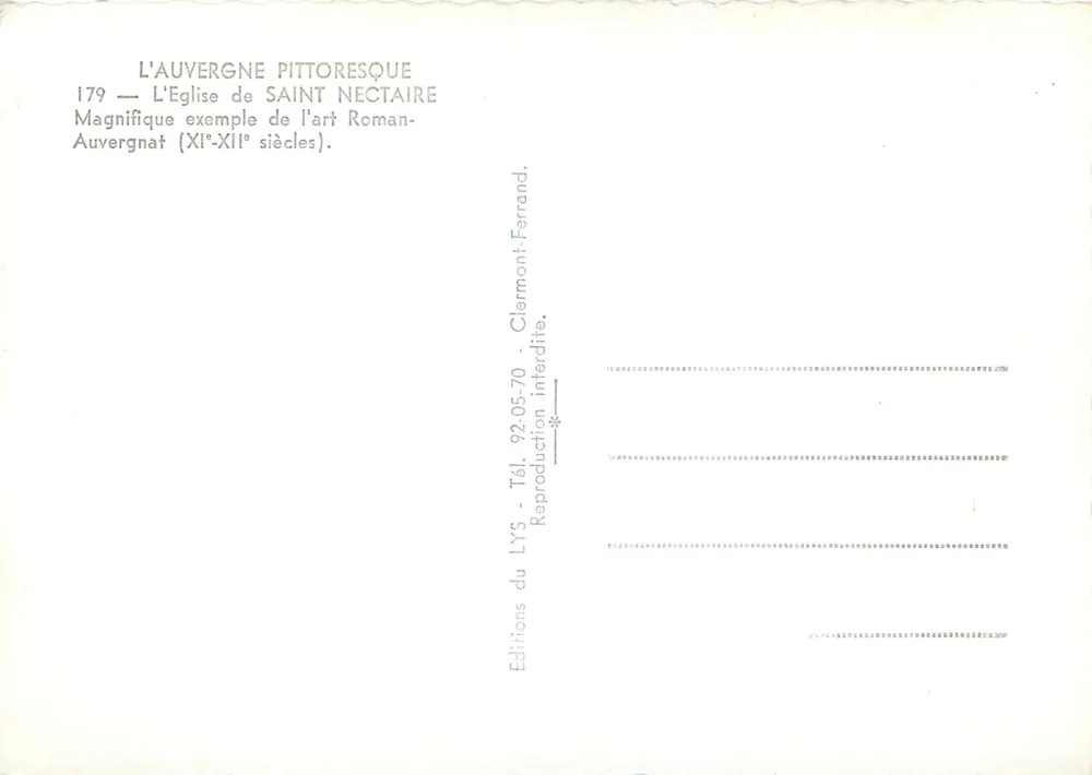 Kirche von Saint-Nectaire — Musterbeispiel der romanischen Kunst (11. bis 12. Jahrhundert) — Éditions LYS - Rückseite