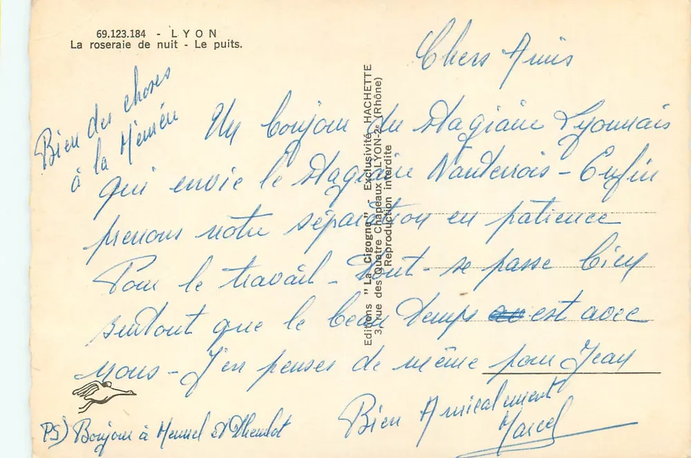 A roseraia da noite - O poço — Lyon — Edições 'La Cigogne' - Verso