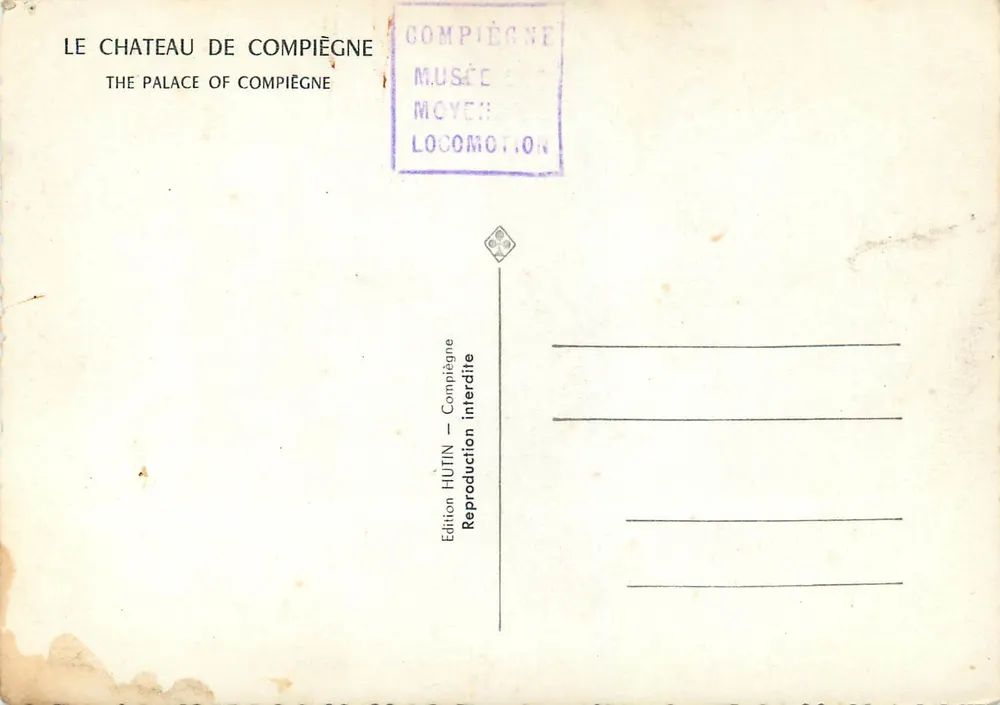 Castillo de Compiègne — vista del parque — Edición HUTIN - Reverso