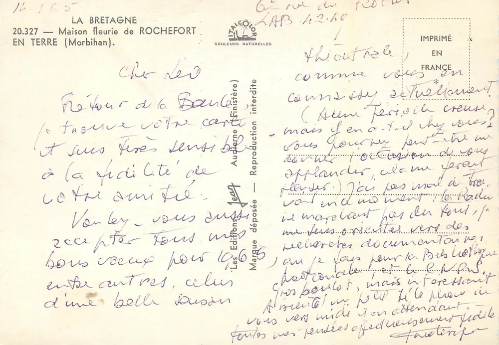 Blütenverzierte Haus in Rochefort — In der Landschaft (Morbihan) — Les Éditions Finistère, Nr. 20.327 - Rückseite