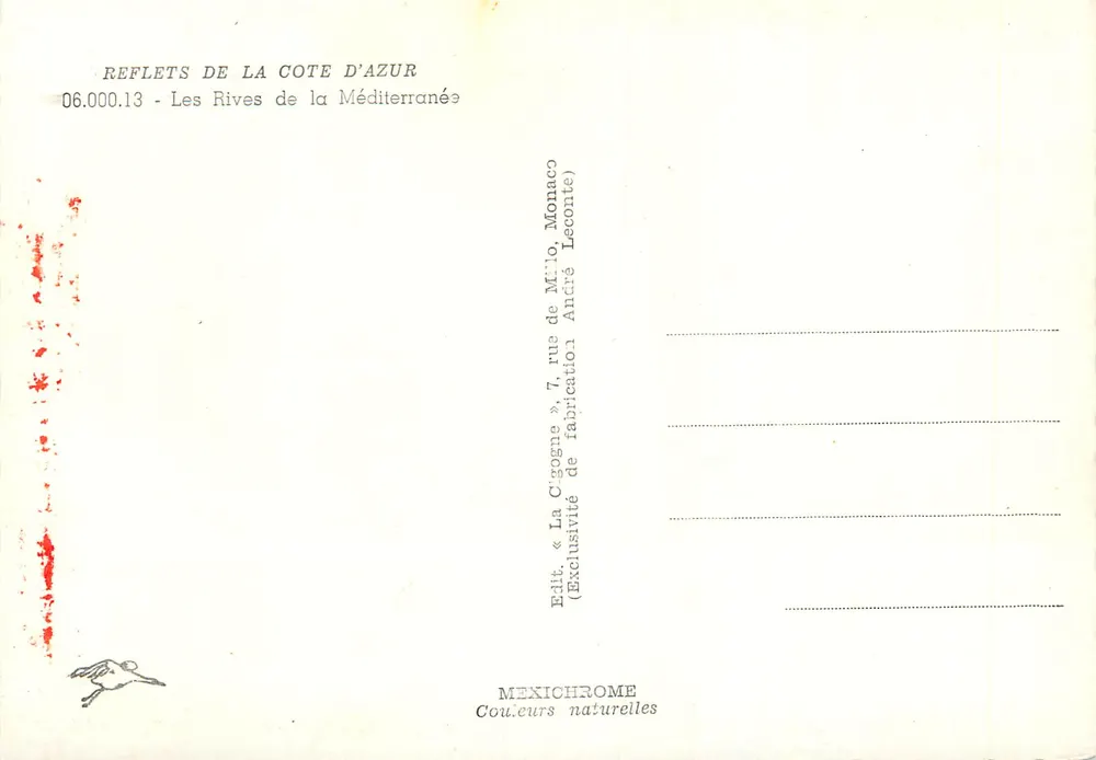 Les Rives de la Méditerranée — Monaco — éditeur IRIS, n° 06.000.13 - Verso