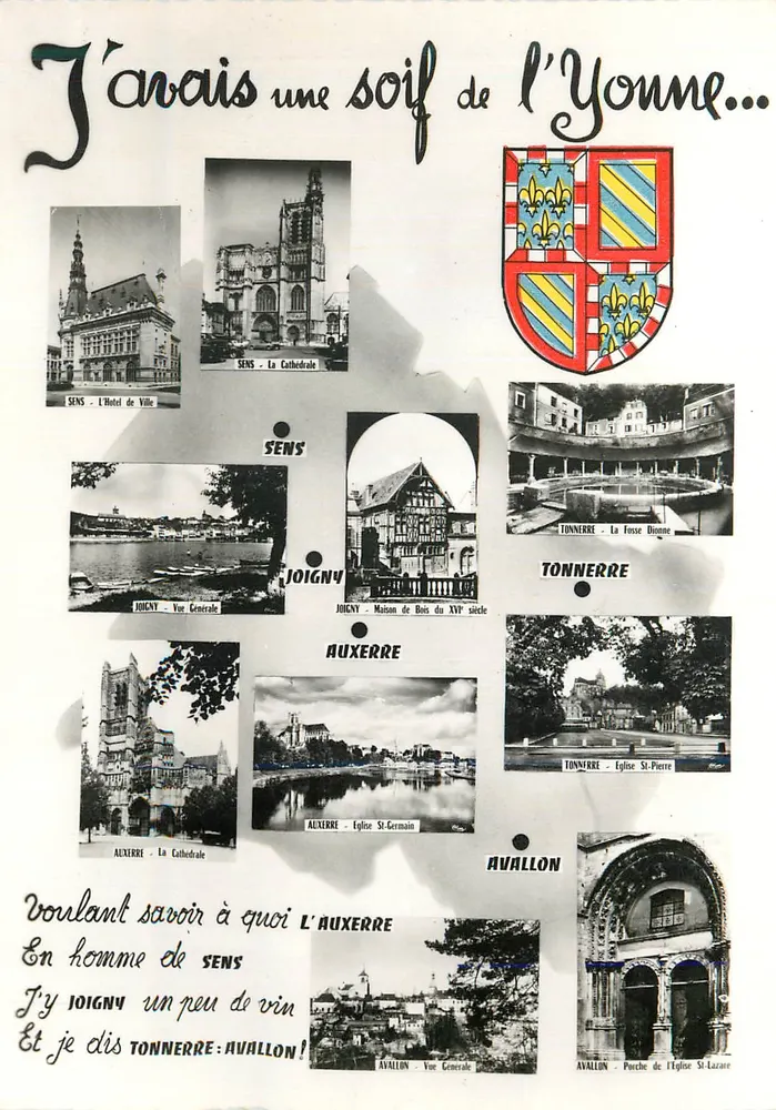 Sens, Joigny, Auxerre, Tonnerre, Avallon — Ich hatte Durst nach der Yonne... — Combier Imp. Macon - Vorderseite