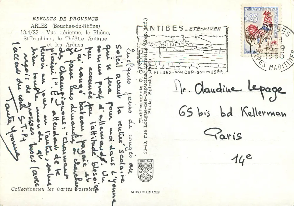 Arles — Luftbild, das antike Theater und die Arenen — IRIS - Rückseite