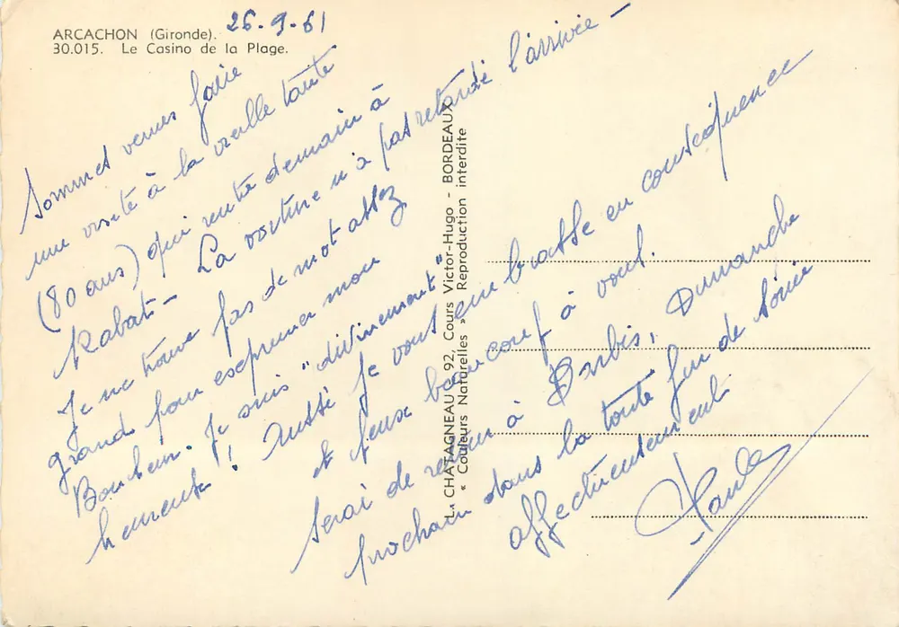 Arcachon — Le Casino de la Plage — Éditeur Elcée - Verso