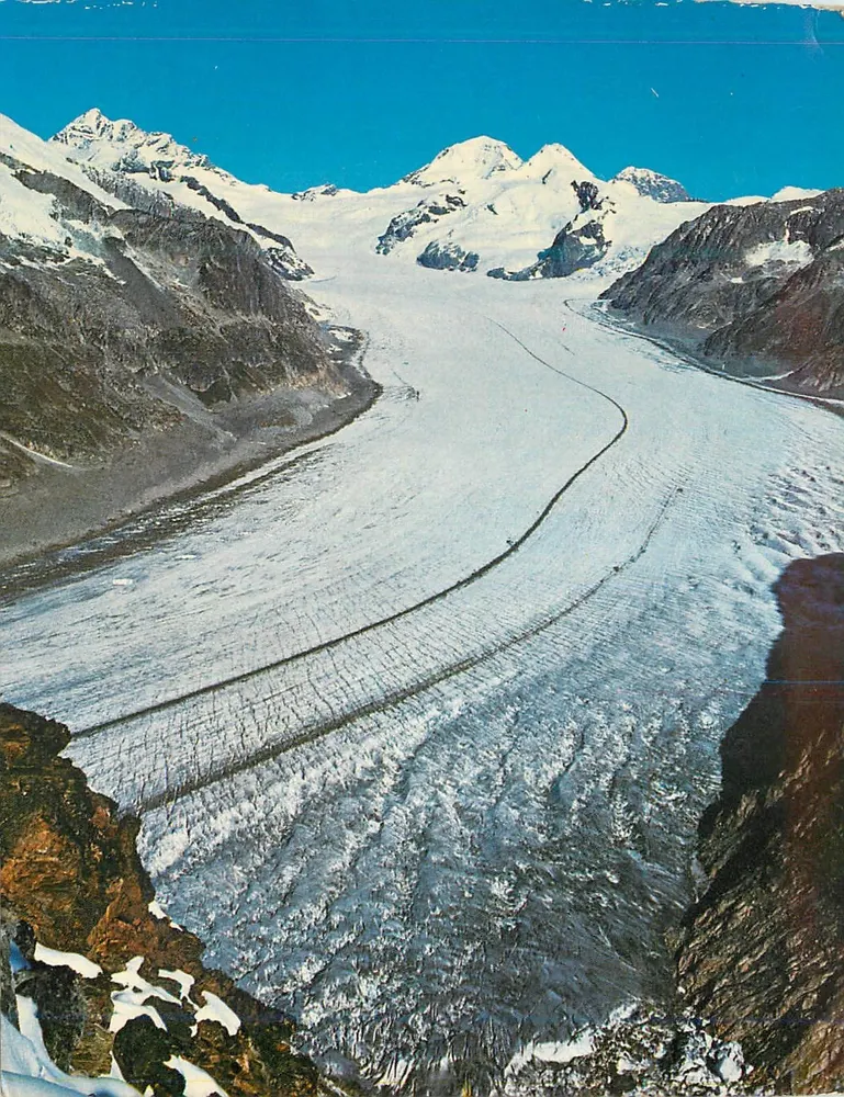 Glacier du Grossen Aletschgletscher — vue depuis l'Eggishorn — éditeur Klopfenstein, n°54 - Recto