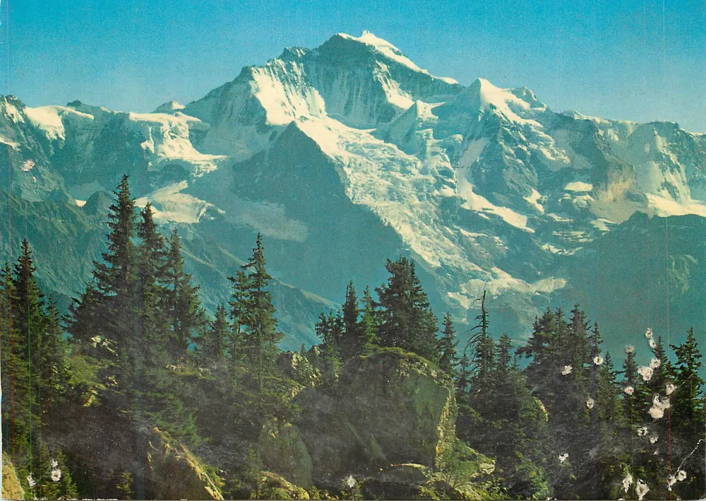 Jungfrau (4166 m) — montanha suíça nevada — edição A 38/1, impressa na Suíça - Frente
