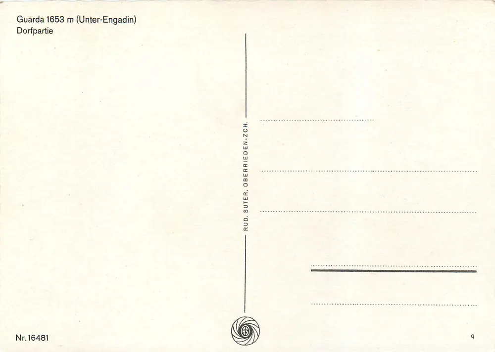 Guarda 1653 m (Unter-Engadin) — Dorfpartie — Rud. Suter, Oberrieden-Z.CH. Nr. 16481 - Rewers