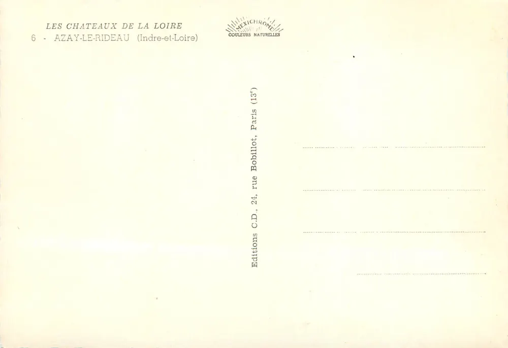 Azay-le-Rideau — Schloss der Loire — Editions C.D. - Rückseite