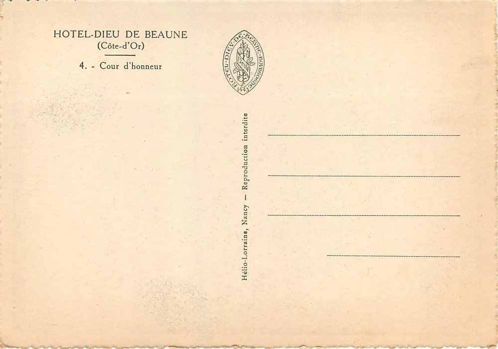 Hôtel-Dieu de Beaune — Cour d'honneur — Hélio-Lorraine, Nancy - Verso