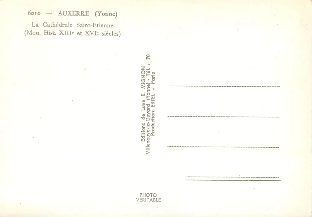Auxerre — Catedral de São Etienne — Editor E. Mignon - Verso