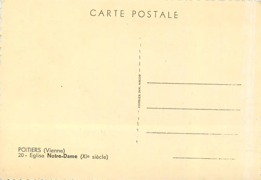 Poitiers — Igreja de Nossa Senhora (século XII) — Combier Imp. Macon - Verso